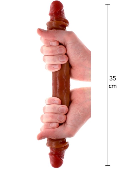 Dildo podwójne cyberskóra karmelowe 35cm Get Real Silicone Foreskin Double Dong TOYJOY