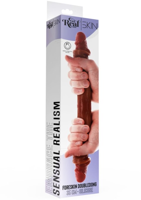 Dildo podwójne cyberskóra karmelowe 35cm Get Real Silicone Foreskin Double Dong TOYJOY
