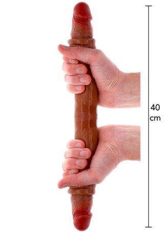 Dildo podwójne cyberskóra karmelowe 40cm Get Real Silicone Foreskin Double Dong TOYJOY