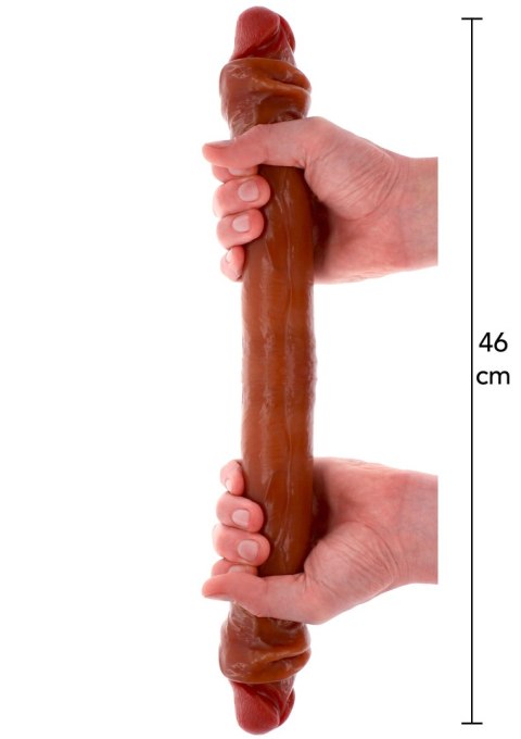 Dildo podwójne cyberskóra karmelowe 46cm Get Real Silicone Foreskin Double Dong TOYJOY