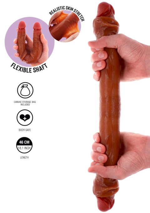 Dildo podwójne cyberskóra karmelowe 46cm Get Real Silicone Foreskin Double Dong TOYJOY