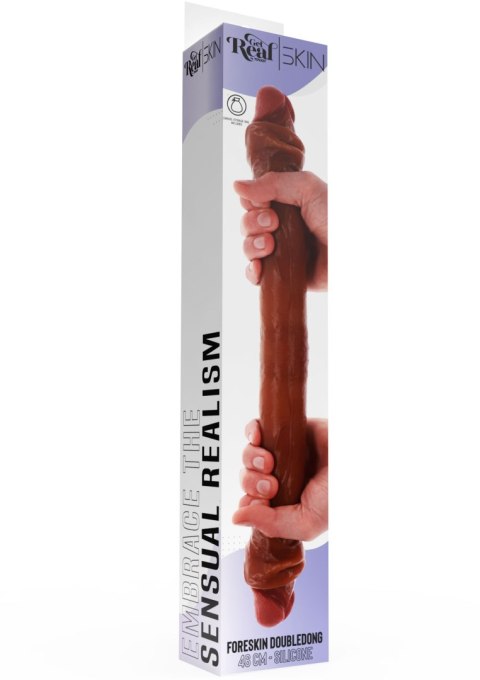 Dildo podwójne cyberskóra karmelowe 46cm Get Real Silicone Foreskin Double Dong TOYJOY
