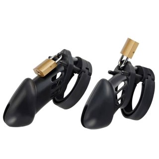Zestaw Pasów Cnoty Czarnych Denial Silicone Chastity Cage Set Black Brutus