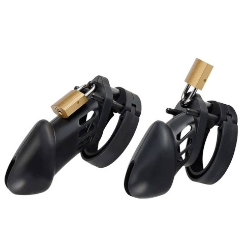 Zestaw Pasów Cnoty Czarnych Denial Silicone Chastity Cage Set Black Brutus