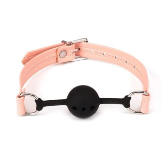 Knebel różowy z czarną kulką Pink Organosilicon Ball Gag Liebe Seele