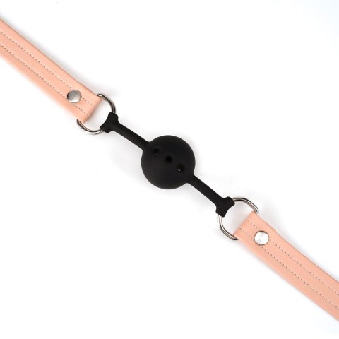 Knebel różowy z czarną kulką Pink Organosilicon Ball Gag Liebe Seele