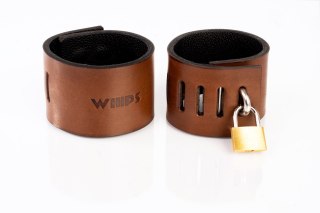 Kajdanki z kłódką brązowe L Primal Bond Whips