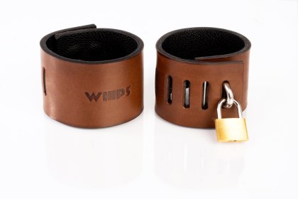 Kajdanki z kłódką brązowe L Primal Bond Whips