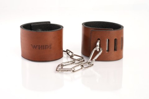 Kajdanki z kłódką brązowe L Primal Bond Whips