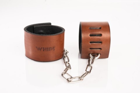 Kajdanki z kłódką brązowe S Primal Bond Whips