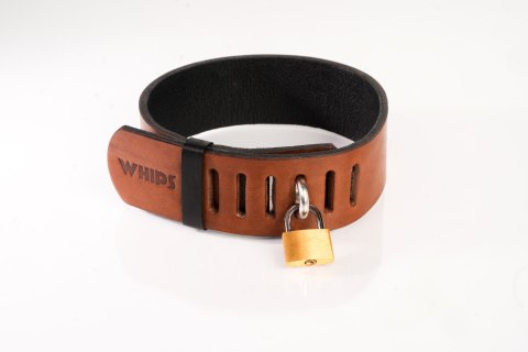 Obroża z kłódką brązowa S Primal Bond Whips