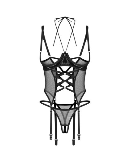 Dominna gorset i stringi otwarte 2XL/3XL Obsessive