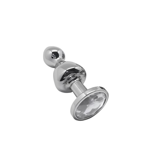 Korek analny Lollypop Double Ball Metal Plug S White Wooomy