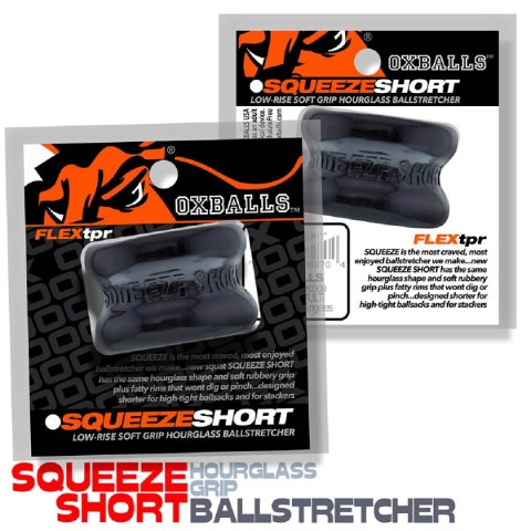 Naciagacz jąder [SIL/TPR] SQUEEZE SHORT Ballstretcher Black Oxballs