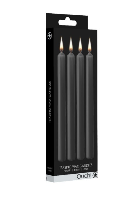 Teasing Wax Candles Large 4-Pack Black - Czarny Zestaw Długich Świec Do Bdsm Ouch! by Shots Ouch! by Shots