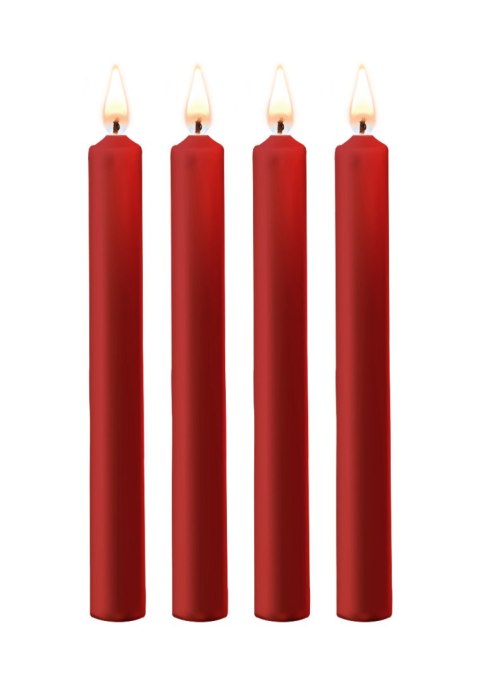Teasing Wax Candles Large 4-Pack Red - Czerwony Zestaw Długich Świec Do Bdsm Ouch! by Shots Ouch! by Shots