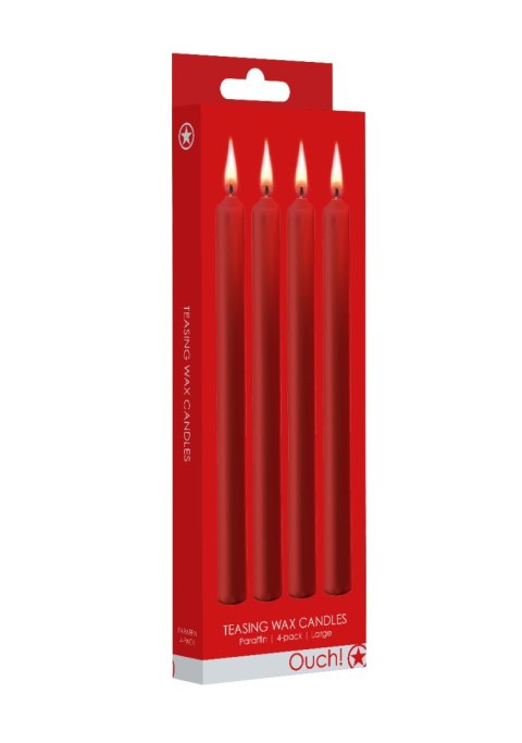 Teasing Wax Candles Large 4-Pack Red - Czerwony Zestaw Długich Świec Do Bdsm Ouch! by Shots Ouch! by Shots