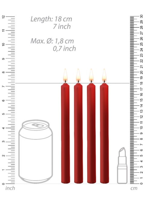 Teasing Wax Candles Large 4-Pack Red - Czerwony Zestaw Długich Świec Do Bdsm Ouch! by Shots Ouch! by Shots