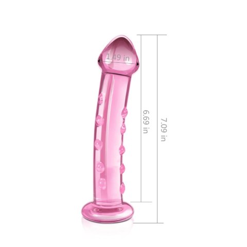 Dildo szklane z wypustkami różowe 14.5cm Glass Romance Pink LOVETOY