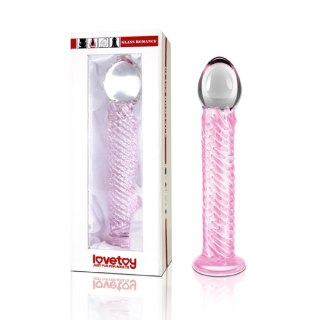 Dildo szklane teksturowane różowy/niebieski 21cm Glass Romance Pink LOVETOY