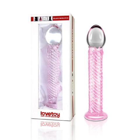 Dildo szklane teksturowane różowy/niebieski 21cm Glass Romance Pink LOVETOY