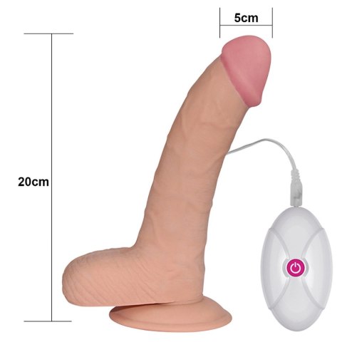 Ultra Miękkie Dildo Z Przewodowym Pilotem I Przyssawką Cieliste 20cm– Lovetoy