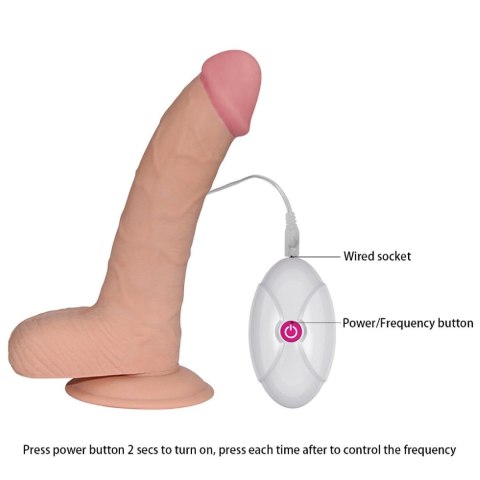 Ultra Miękkie Dildo Z Przewodowym Pilotem I Przyssawką Cieliste 20cm– Lovetoy