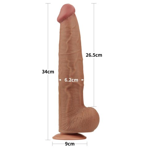 Dildo podwójna skóra brązowe 34.3cm Sliding Skin Dual Layer Dong LOVETOY