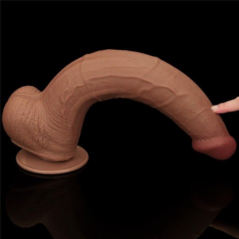 Dildo podwójna skóra brązowe 34.3cm Sliding Skin Dual Layer Dong LOVETOY