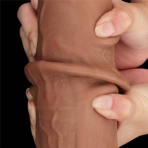Dildo podwójna skóra brązowe 34.3cm Sliding Skin Dual Layer Dong LOVETOY