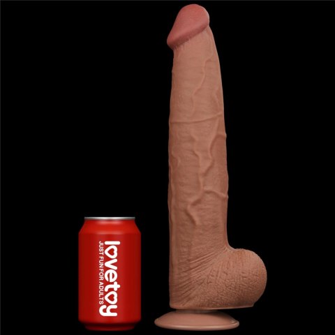 Dildo podwójna skóra brązowe 34.3cm Sliding Skin Dual Layer Dong LOVETOY