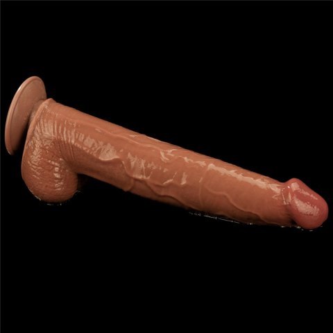 Dildo podwójna skóra brązowe 34.3cm Sliding Skin Dual Layer Dong LOVETOY