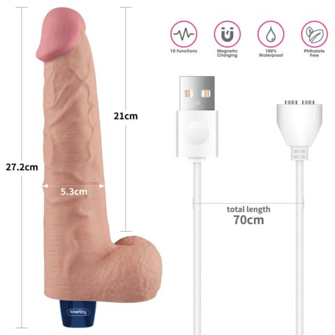 Realistyczne Wibrujące Dildo Z Przyssawką Magnetyczne USB Cieliste 26,5 cm – Lovetoy