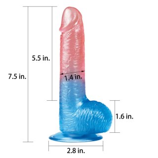 Dildo z przyssawką niebiesko-czerwone 19cm LoveToy