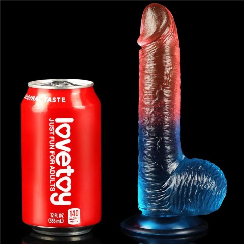 Dildo z przyssawką niebiesko-czerwone 19cm LoveToy