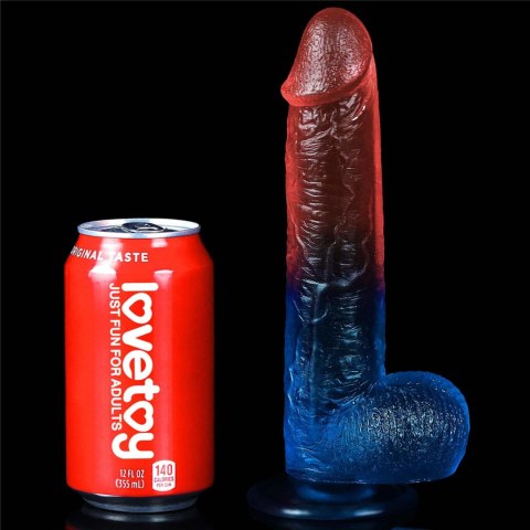Dildo z przyssawką niebiesko-czerwone 23cm LoveToy
