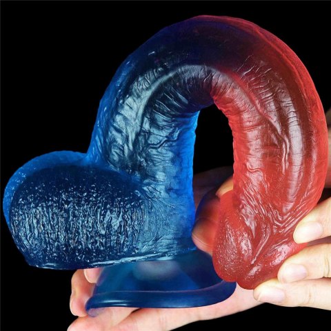Dildo z przyssawką niebiesko-czerwone 23cm LoveToy