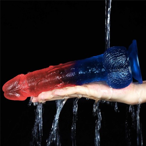 Dildo z przyssawką niebiesko-czerwone 23cm LoveToy