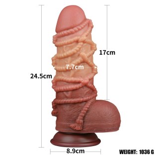 Dildo teksturowane 24cm Dual layered Platinum Silicone Cock with Rope LOVETOY