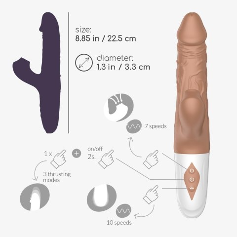 Realistyczny Wibrator Posuwisto-Zwrotny Z Funkcją Ssania Łechtaczki 3w1 USB - CRUSHIOUS El Matador