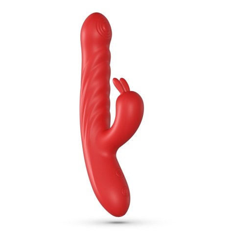 Czerwony Wibrator Króliczek Z Ruchomym Trzonem Posuwisto-Zwrotny Silikonowy USB - CRUSHIOUS Lapin