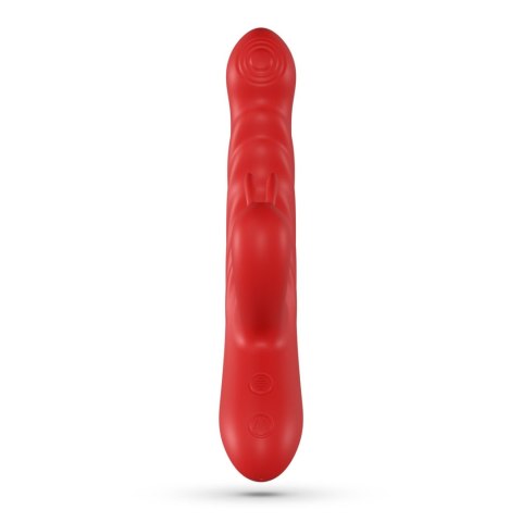 Czerwony Wibrator Króliczek Z Ruchomym Trzonem Posuwisto-Zwrotny Silikonowy USB - CRUSHIOUS Lapin