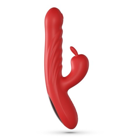 Czerwony Wibrator Króliczek Z Ruchomym Trzonem Posuwisto-Zwrotny Silikonowy USB - CRUSHIOUS Lapin