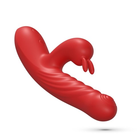Czerwony Wibrator Króliczek Z Ruchomym Trzonem Posuwisto-Zwrotny Silikonowy USB - CRUSHIOUS Lapin