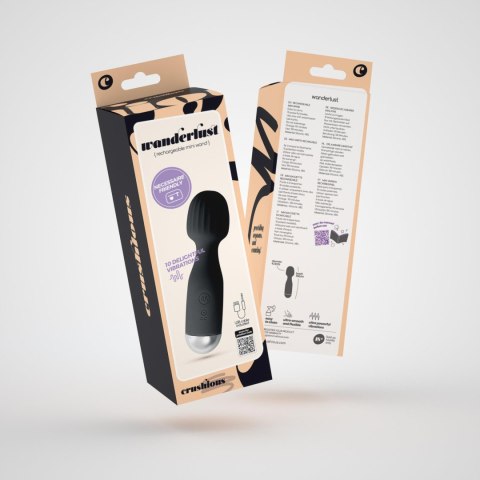 Masażer Crushious Wanderlust Mini Wand 10 Trybów USB Ładowany Czarny - Crushious