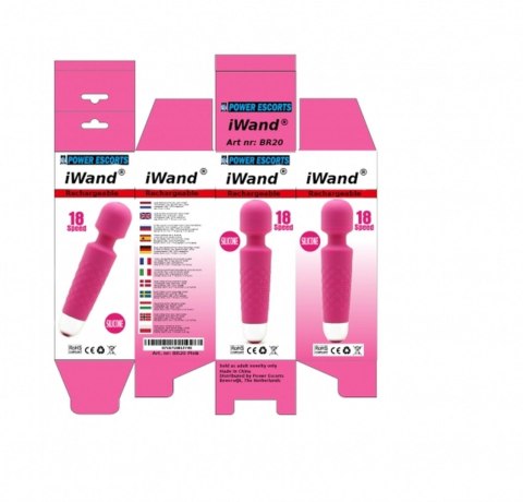 Masażer Różdżka Akumulatorowy Silikonowy Różowo-Fioletowo-Czarny Iwand Bodywand