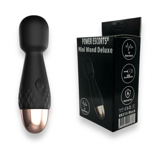 Masażer Różdżka Dyskretny Silikonowy Power Escorts Mini Wand De Luxe Black