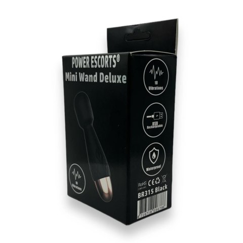 Masażer Różdżka Dyskretny Silikonowy Power Escorts Mini Wand De Luxe Black